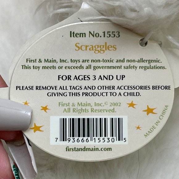 First & Main Scraggles 11" Teddy Bear Plush Stuffed Toy White Tags Attached - Picture 12 of 12